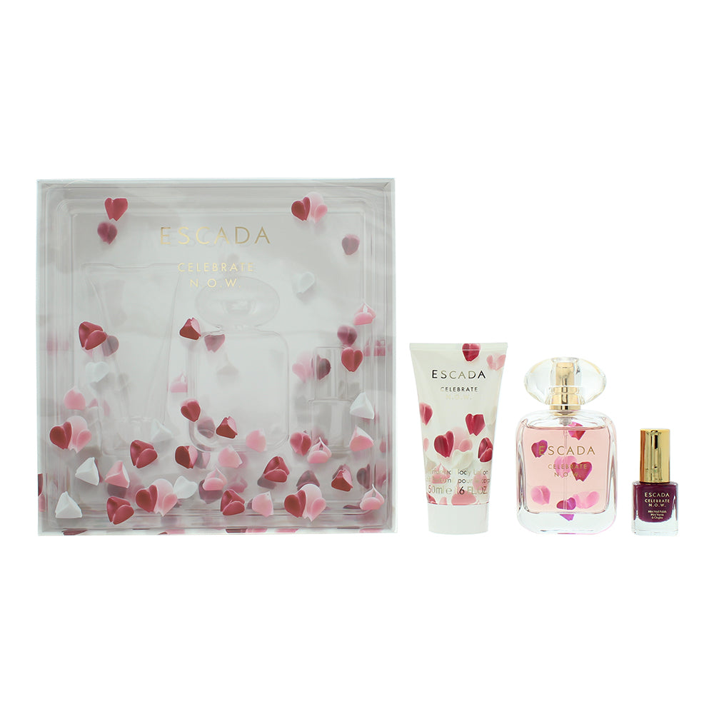Escada Celebrate N.O.W. Eau de Parfum Gift Set - Eau de Parfum 50ml - Body Lotion 50ml - Nail Polish 4.5ml