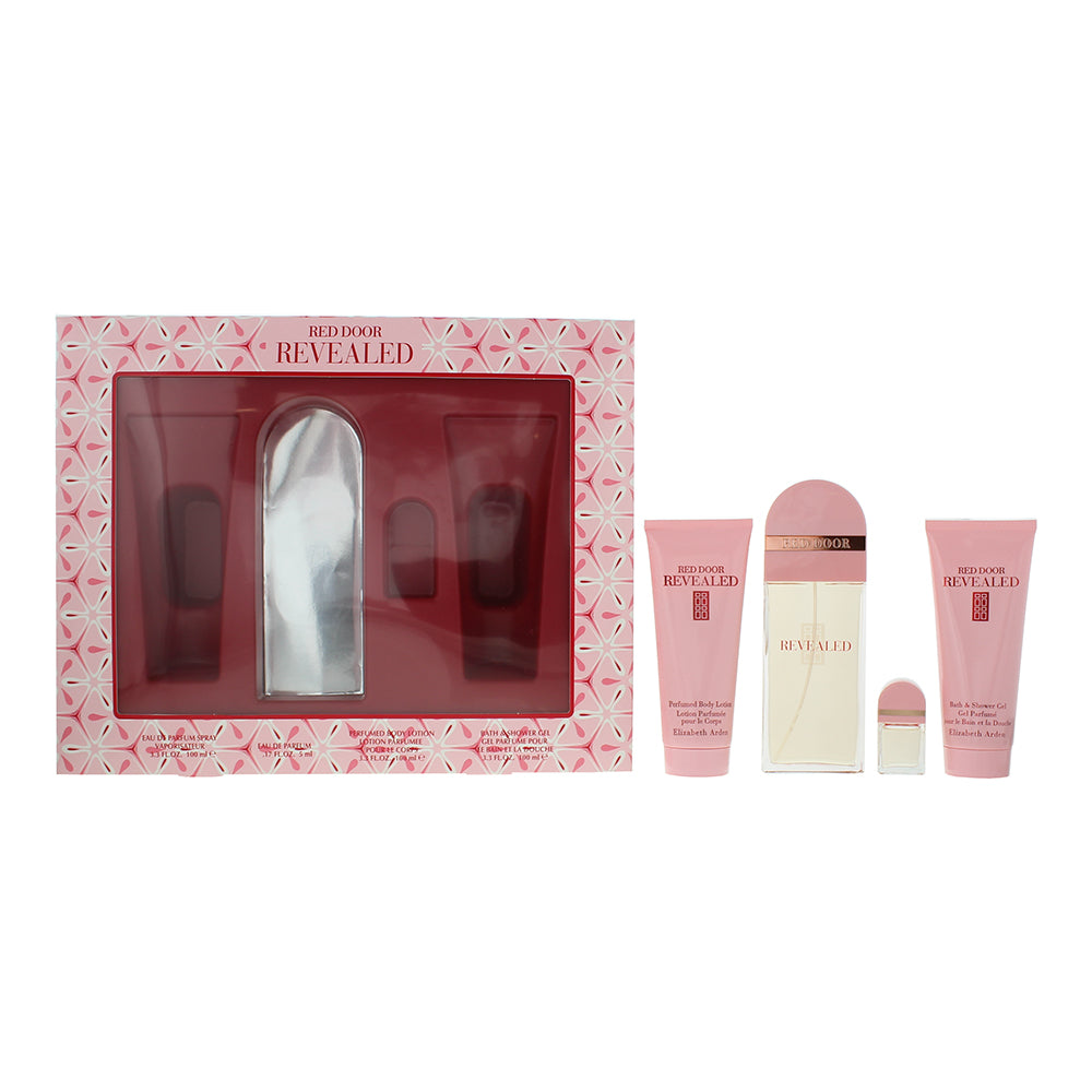 Elizabeth Arden Red Door Revealed 4 Piece Gift Set: Eau de Parfum 100ml & 5ml - Body Lotion 100ml - Bath And Shower Gel 100ml