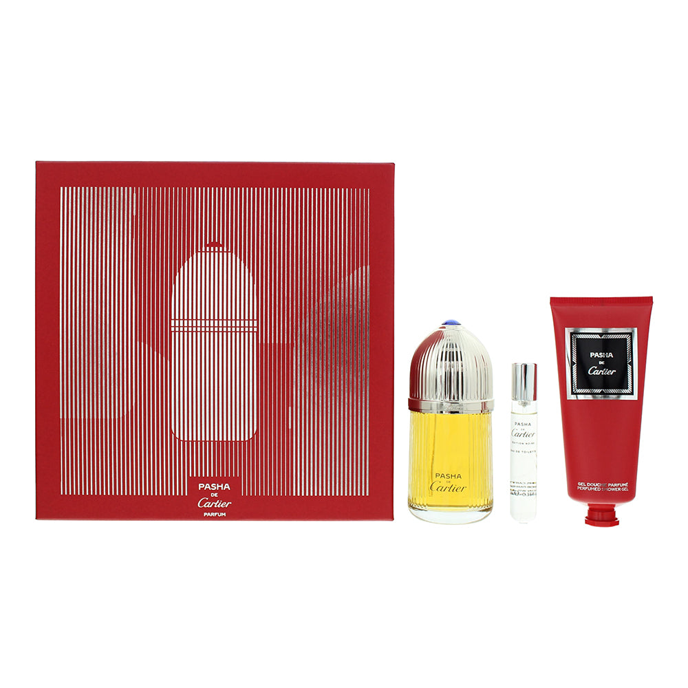Cartier Pasha De Cartier 3 Piece Gift Set: Parfum 100ml - Eau de Toilette 10ml Edition noire - Shower Gel 100ml