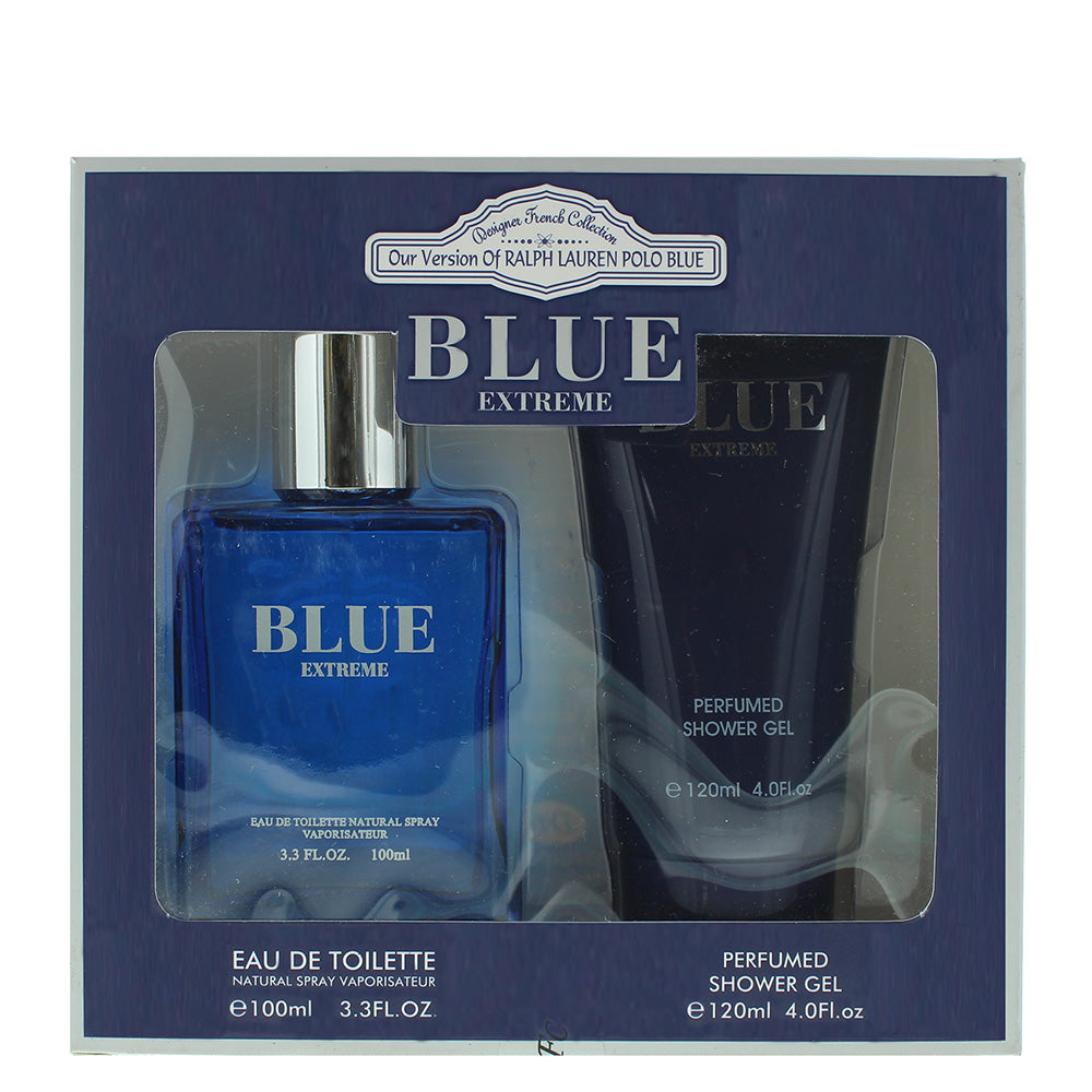 Designer French Collection Blue Extreme Eau de Toilette Gift Set Eau de Toilette 100ml - Shower Gel 120ml