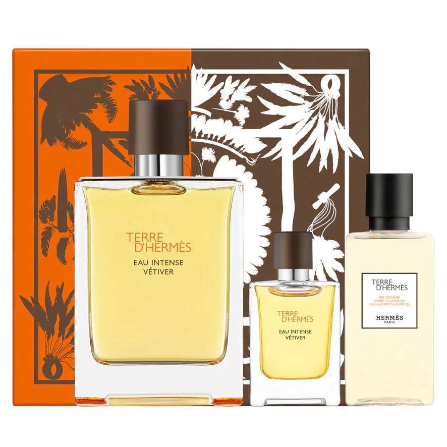 Hermès Terre D'Hermès Eau Intense Vetiver 3 Piece Gift Set Eau De Parfum 100ml - Eau De Parfum 5ml - Shower Gel 40ml