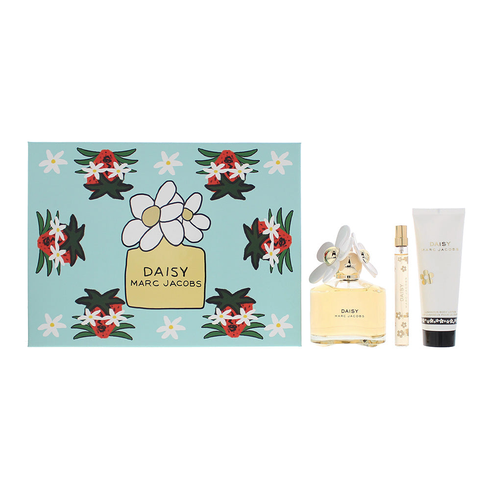 Marc Jacobs Daisy 3 Piece Gift Set Eau De Toilette 100ml - Body Lotion 75ml - Eau De Toilette 10ml