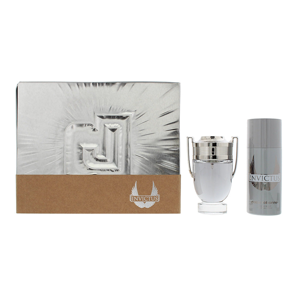 Paco Rabanne Invictus 2 Piece Gift Set Eau De Toilette 100ml - Deodorant Spray 100ml