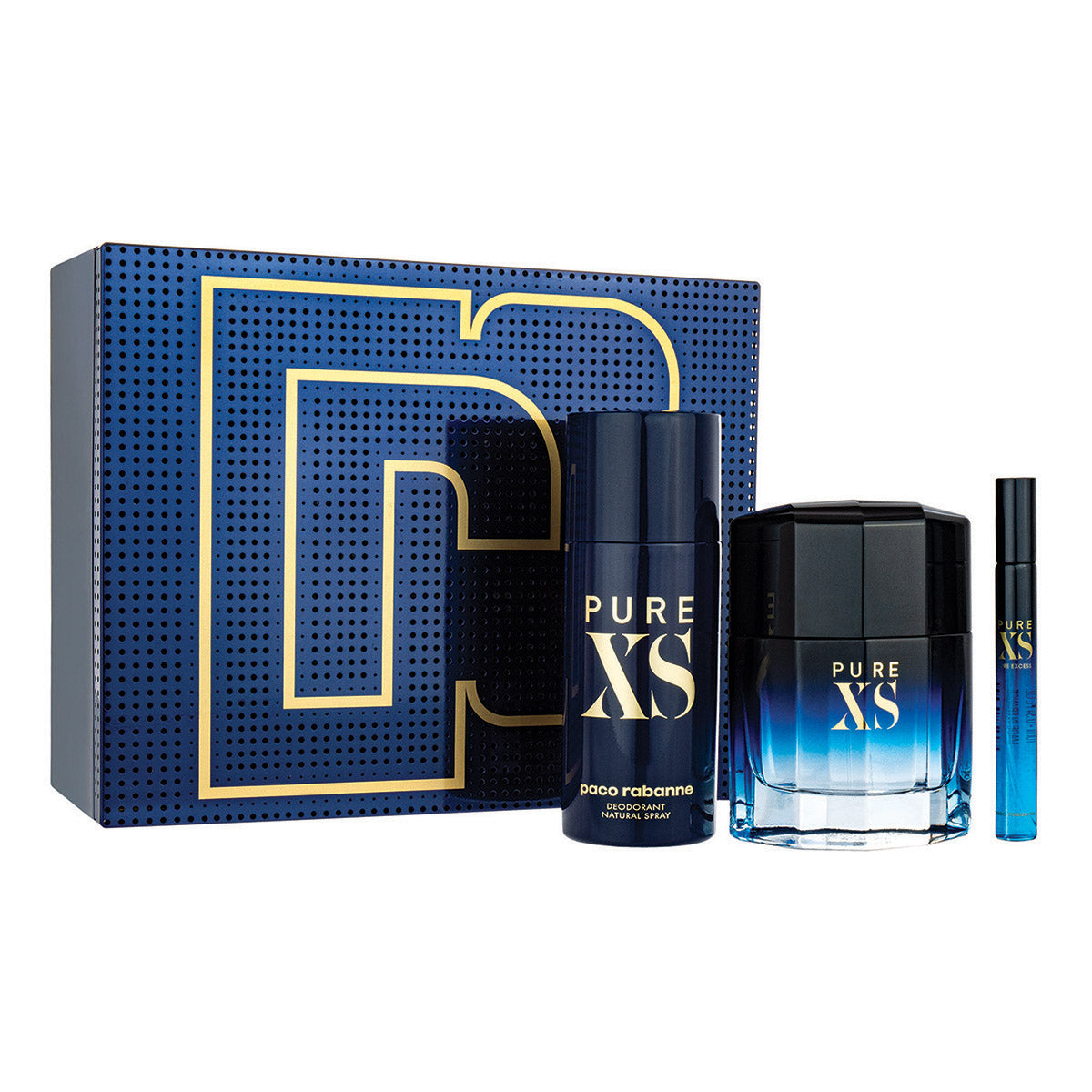 Paco Rabanne Pure Xs Eau De Toilette 3 Piece Gift Set Eau De Toilette 100ml - Deodorant 150ml - Eau De Toilette 10ml