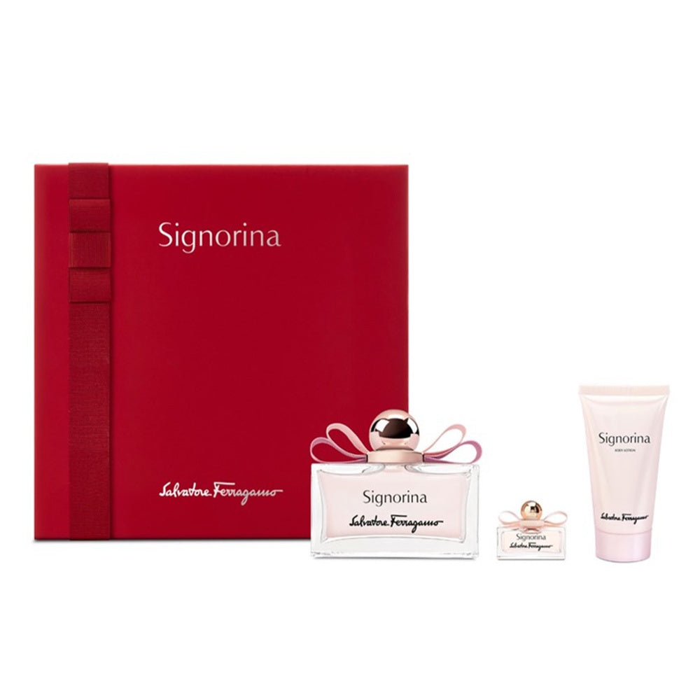 Salvatore Ferragamo Signorina Gift Set 100ml EDP + 50ml Body Lotion + 5ml EDP