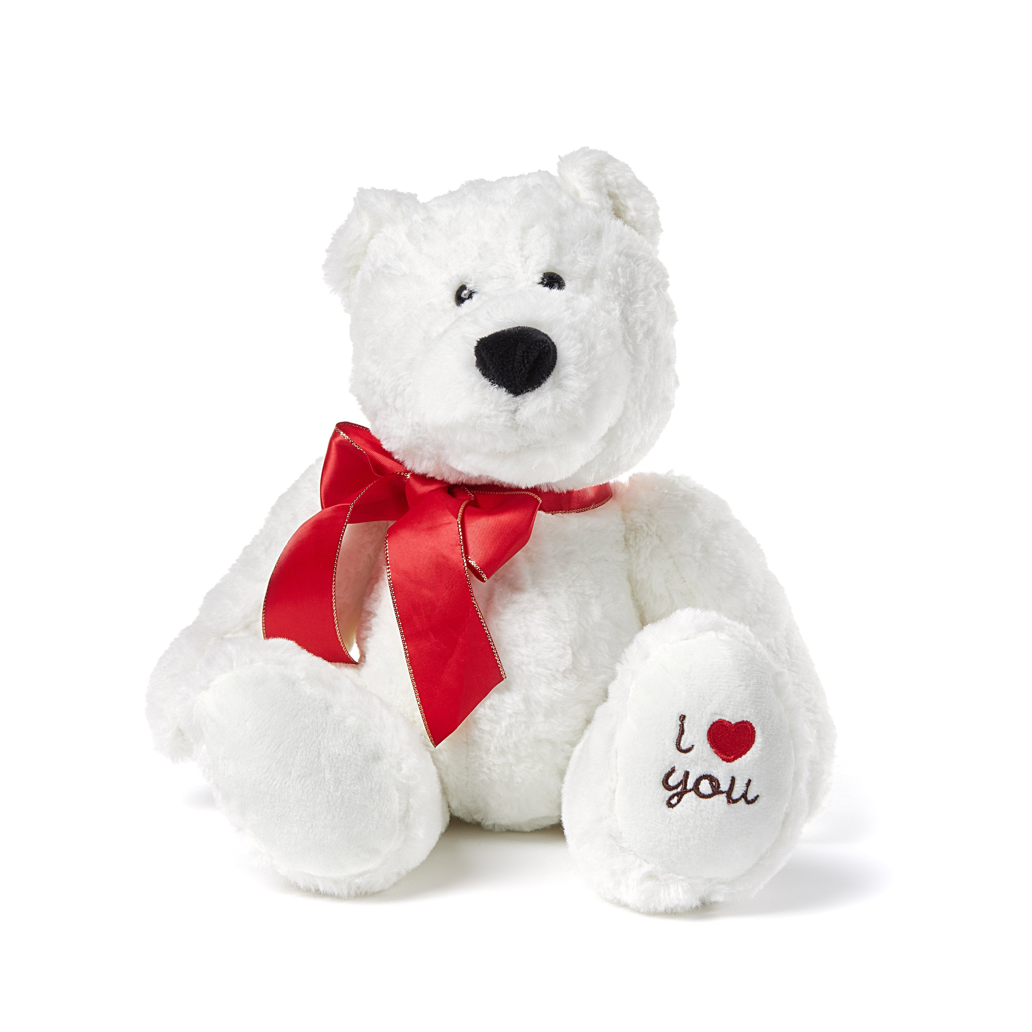 I Love You Teddy Bear Soft Plush Toy | Cute Cuddly  Valentines Gifts  [30cm White Teddys] - D'Scentsation