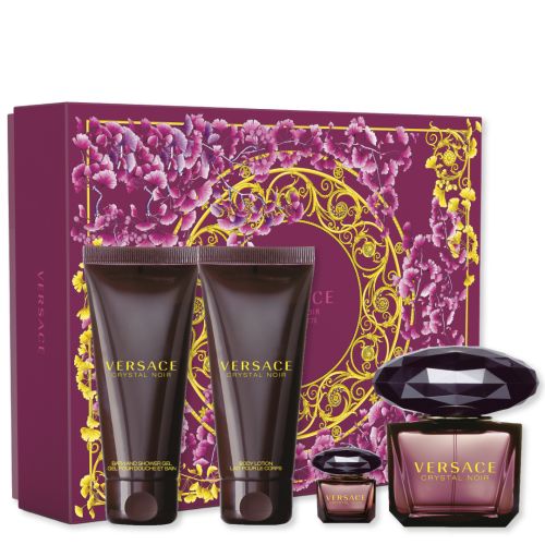 Versace Crystal Noir 4 Piece Gift Set Eau De Toilette 90ml - Shower Gel 100ml - Body Lotion 100ml - Eau De Toilette 5ml