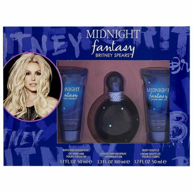Britney Spears Midnight Fantasy 3 Piece Gift Set Eau De Parfum 100ml - Shower Gel 50ml - Body Souffle 50ml