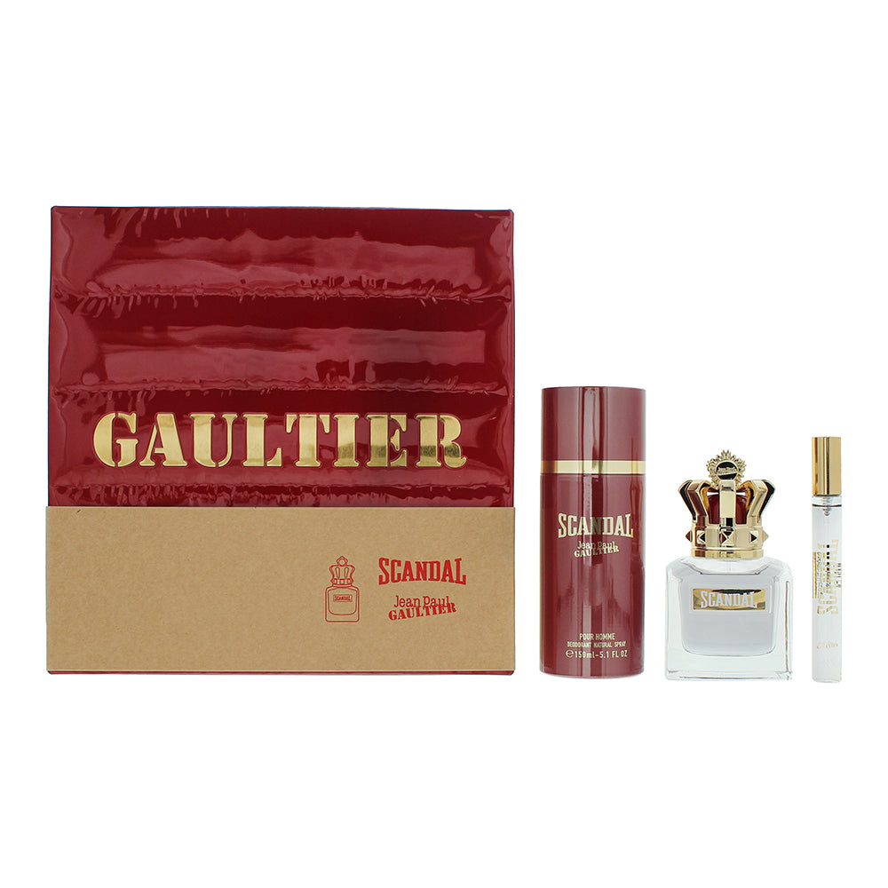 Jean Paul Gaultier Scandal Pour Homme 3 Piece Gift Set Eau De Toilette 50ml - Eau De Toilette 10ml - Deodorant Spray 150ml