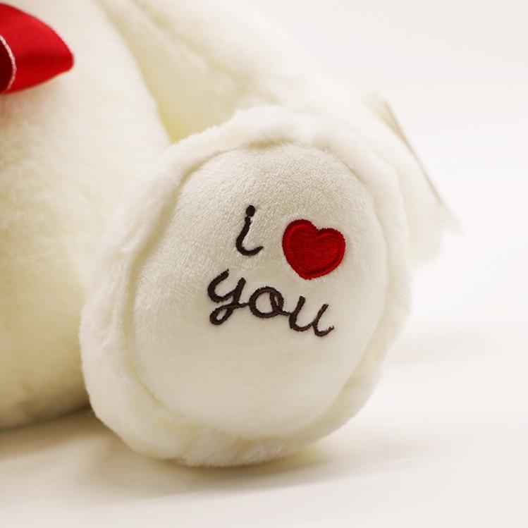 I Love You Teddy Bear Soft Plush Toy | Cute Cuddly  Valentines Gifts  [30cm White Teddys] - D'Scentsation